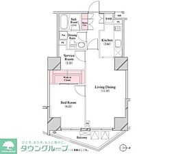 パークキューブ八丁堀 1SLDKの間取図画像