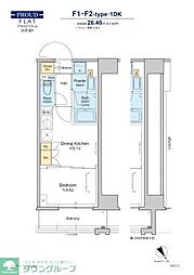 プラウドフラット清澄通り 1DKの間取図画像