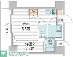 VANCOOL菊川駅前 2Kの間取図画像