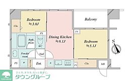 ドゥーエ銀座イーストIII 2DKの間取図画像