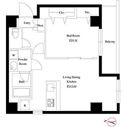 LiveCasa両国北斎通り 1LDKの間取図画像