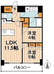 ザ・パークハビオ上野御徒町 2LDKの間取図画像