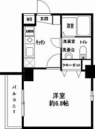 スカイコート三越前壱番館 1Kの間取図画像