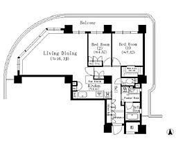 リバーポイントタワー 2LDKの間取図画像