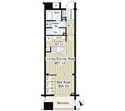 コクヨーレ日本橋 1LDKの間取図画像