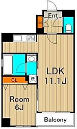 スカイコート浅草雷門 1LDKの間取図画像