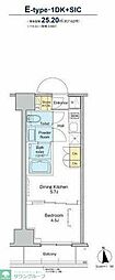 プラウドフラット浅草トレサージュ 1DKの間取図画像