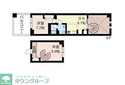 レジデンスシャルマン月島 2LDKの間取図画像