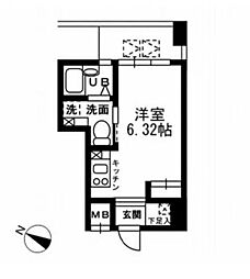 レジディア三越前 ワンルームの間取図画像