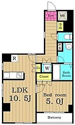 グランヴァン水天宮2 1LDKの間取図画像