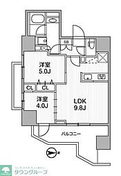 レクシード新御徒町 2LDKの間取図画像