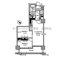 パークアクシス日本橋浜町 2LDKの間取図画像