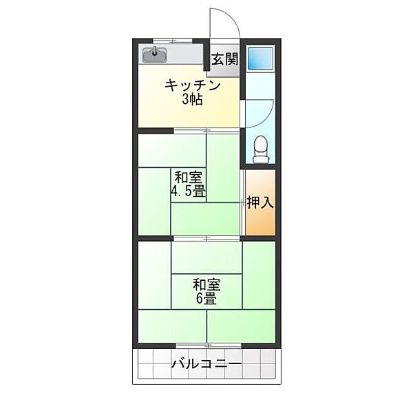 グロー玉出 ｜大阪府大阪市西成区千本南１丁目(賃貸マンション2K・2階・25.91㎡)の写真 その4