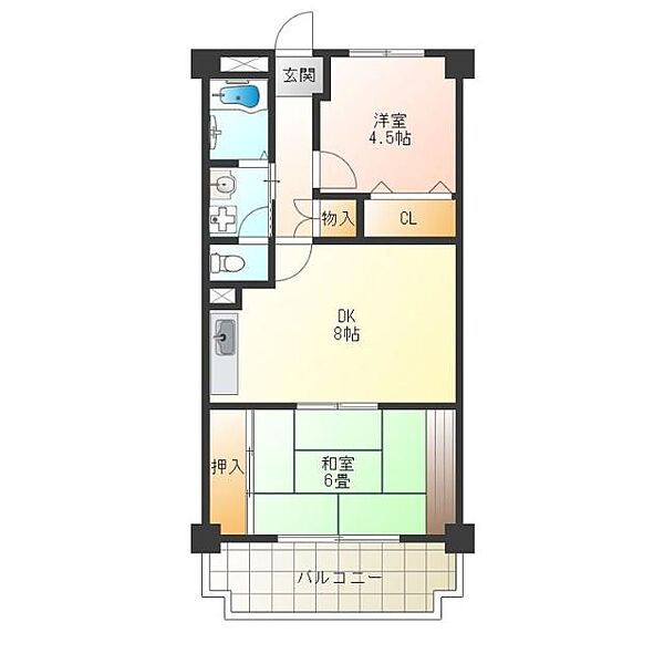 開成サンハイツ玉出 ｜大阪府大阪市西成区南津守７丁目(賃貸マンション2DK・8階・55.00㎡)の写真 その4