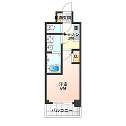 エスリードレジデンス大阪天王寺 13階1Kの間取り