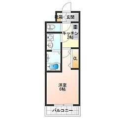 レオンコンフォート難波クレア 14階1Kの間取り