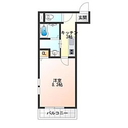 フジパレス沢ノ町II番館 2階1Kの間取り