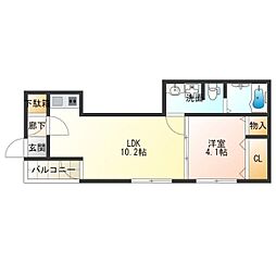 Fメゾングレース2番館 1LDKの間取図画像