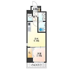 メルベージュ難波サウス3 1DKの間取図画像
