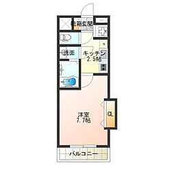 Luxe難波西1 1Kの間取図画像