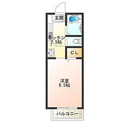 ミサキパークハイランド 1Kの間取図画像