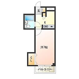明星館 1Kの間取図画像