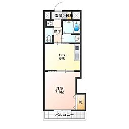 アール26 1DKの間取図画像