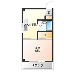 ラパンジール大国3 1DKの間取図画像