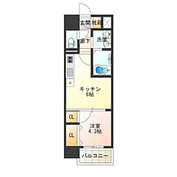 GrandPacificPINELuxe 1DKの間取図画像