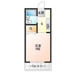 シャトー第2花園 ワンルームの間取図画像