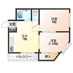ファミリーハイツ8 2DKの間取図画像