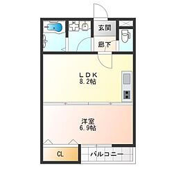 Act住之江 1LDKの間取図画像