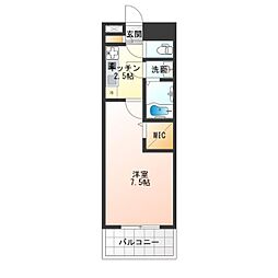 Luxe難波南 1Kの間取図画像