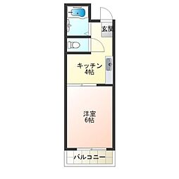 ビジタル天下茶屋 1Kの間取図画像