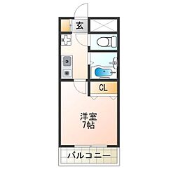 ラ・フォンテ花園 1Kの間取図画像