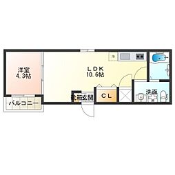 Fメゾンガーデン 1LDKの間取図画像
