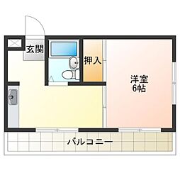 コーポ和秀 1Kの間取図画像