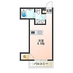 フェリオ南津守 ワンルームの間取図画像