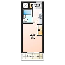 ハツヒビル ワンルームの間取図画像