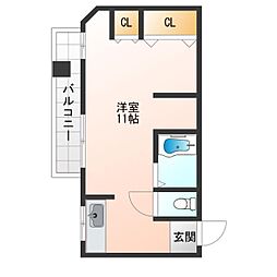 スローライフ南 ワンルームの間取図画像