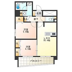 メゾンアッシュ 2LDKの間取図画像