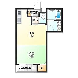 SUN生A号棟 1DKの間取図画像