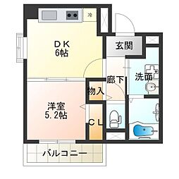 ラメール 1DKの間取図画像