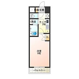 AXIS天神ノ森 1Kの間取図画像