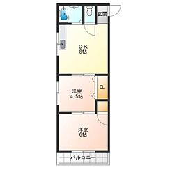 タカイレジデンス 2DKの間取図画像