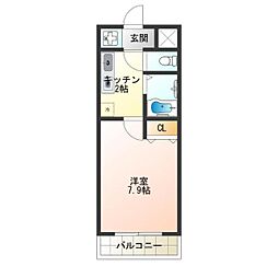 ラフィーネ北島 1Kの間取図画像