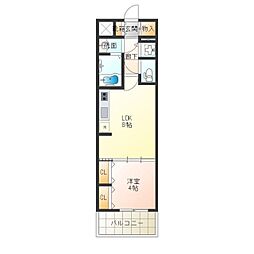リアライズ花園町駅前 1LDKの間取図画像
