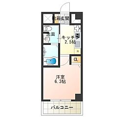 グランパシフィック聖天坂 1Kの間取図画像