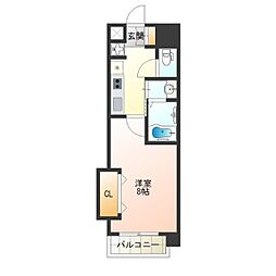Luxe難波西2 1Kの間取図画像