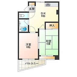 シティ岸里 2DKの間取図画像